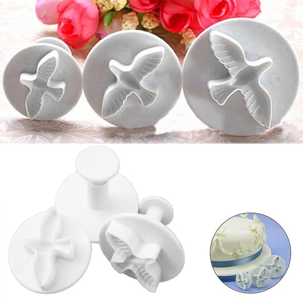 3 stk. dueformede cupcake fondant kagedekorationsværktøjer Stempelkiksforme Kaesi
