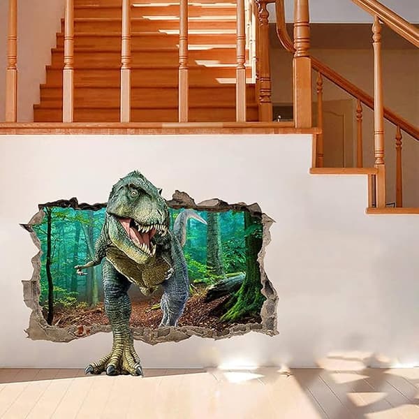 Dinosaur Veggdekorasjoner Knuste 3D Dekorative Veggklistremerker Avtakbare