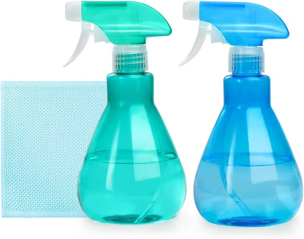 Sprayflaskor 2 st för Rengöring, tomma sprayflaskor för Trädgård, Frisering | 500ml (Blå och Grön)