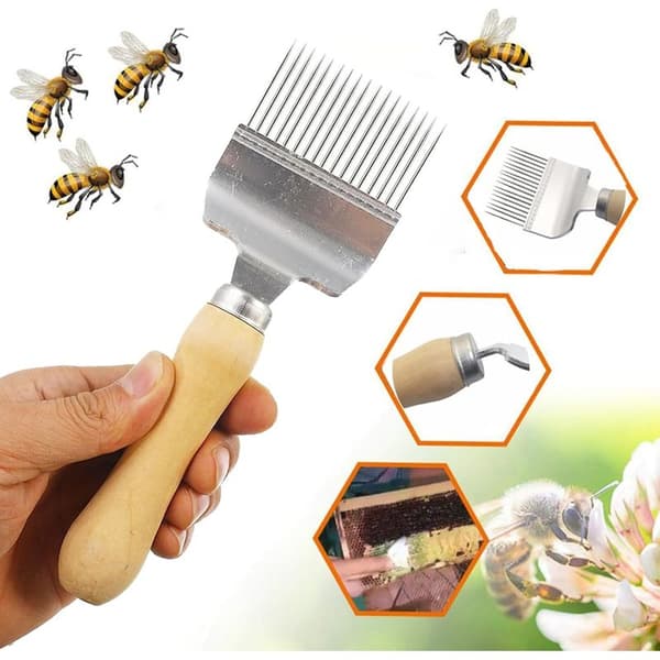 Honey Uncapping Fork, Stainless Steel Beekeeping Fork with Handle, Honeycomb Scraper for Honey Extraction, Perfect Hive Tool for Beekeepers