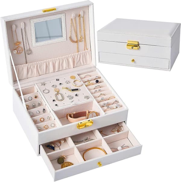 Smykkeskrin Organizer 2 Lag (Hvid)