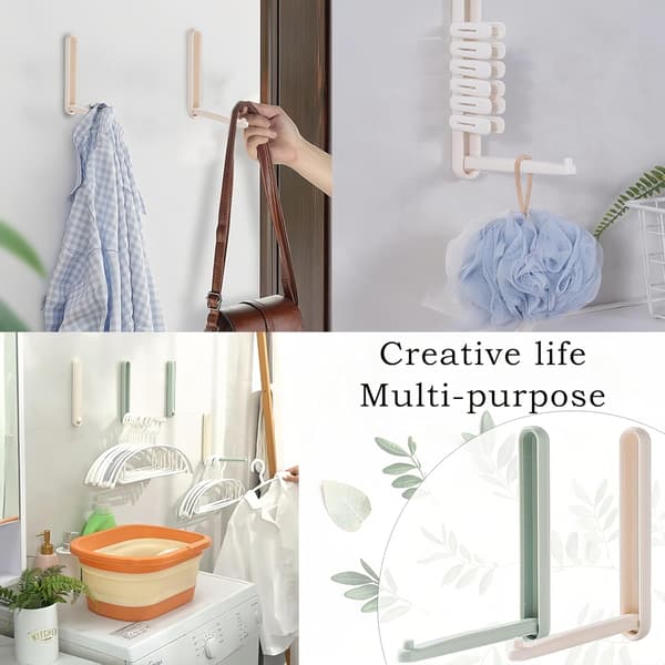 Hanger Rack, Multifunctional Adjustable Hanger Holder, Seamless Strong Self-Adhesive Hook, Space-Saving for Washing Machine, Wardrobe, Laundry Room