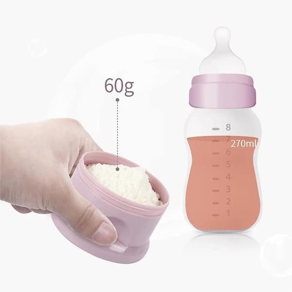 Melkepulverdispenser, 2-delt stablebar melkepulverbeholder, bærbar 4-roms melkedispenser, babysnacks