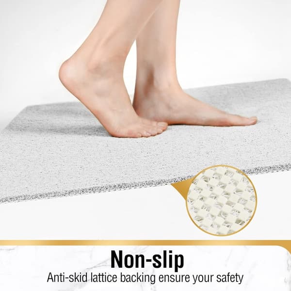 Non-slip shower mat - with drain, soft PVC loofah bath mat, quick-drying - white - 40x60 cm