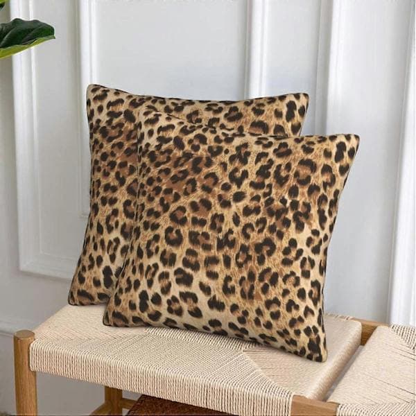 Leopard Pudebetræk 45x45 cm Sofapudebetræk Sæt med 2 Moderne Dekorative Firkantede Pyntepuder til Hjem Stue Soveværelse Sengepude