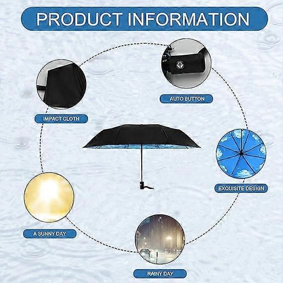 Portable Folding Umbrella with 8 Ribs, UV Protection and Sun Protection, Automatic Opening and Closing with One Button
