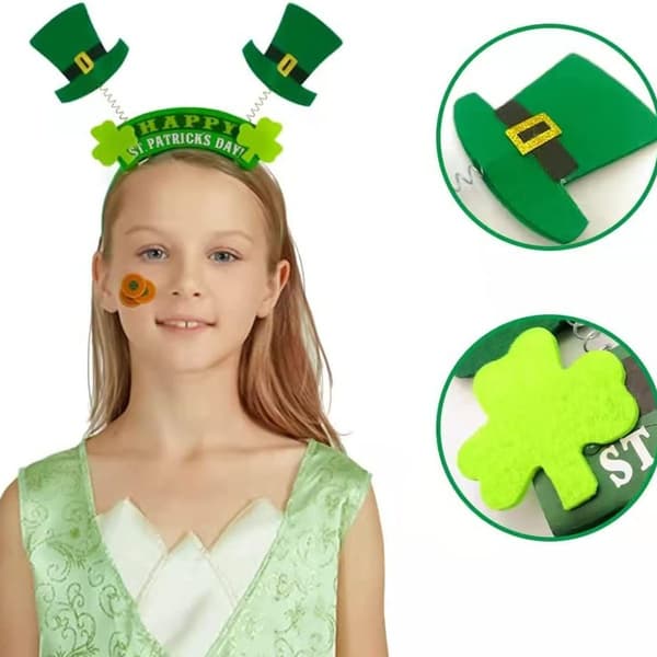 Pannebånd til St. Patrick's Day-dekorasjon med 6 stykker irske grønne hodeplagg KLB