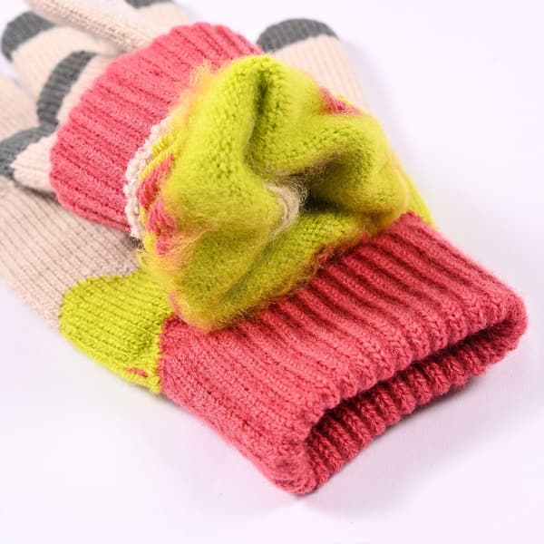 Dam vinter pekskärm ull magiska handskar varma stickade fleece beige KLB