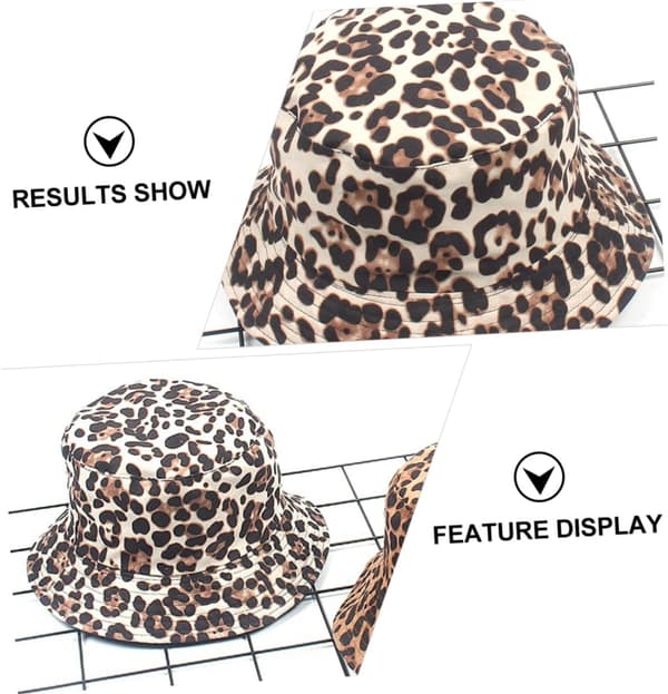 Leopardmønstret bøllehat til kvinder, fiskermandshat i ruskind, solbeskyttelse, udendørs modetilbehør, sort