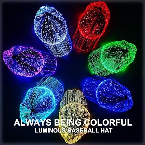 Hip Hop Light Up LED Baseballkasket Julekarneval med 7 farvelys USB Genopladelig