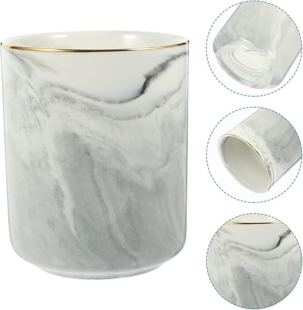 Ceramic Marble Pen Organizer and Brush Holder Multifunctional Desk Utensil Holder