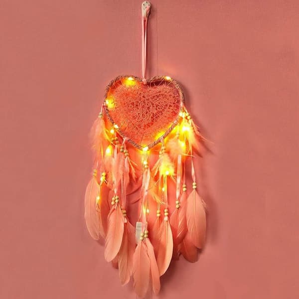 Dream Catcher with LED Light Handmade Dream Catcher with Feathers Bohemia KLB