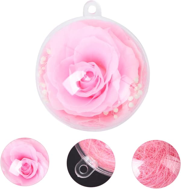 Preserved Flower Keychain Pendant Pink 5 cm Ball Decorative Bag Charm Creative Keychain Accessory