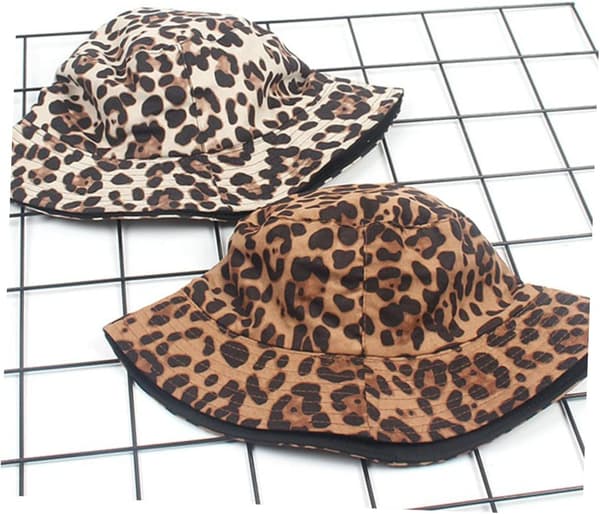 Leopardmønstret bøllehat til kvinder, fiskermandshat i ruskind, solbeskyttelse, udendørs modetilbehør, sort