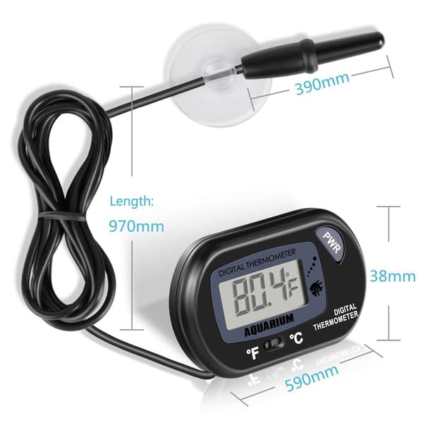 2-pack Digital Aquarium Thermometer LCD Fish Tank Water Terrarium Temperature with Suction Cup for Turtle