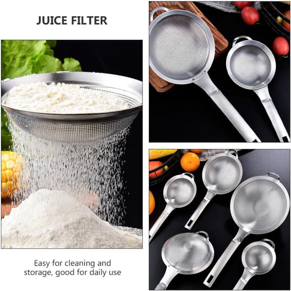 Soyamelk og juice finmasket silskje med langt ergonomisk håndtak og rustfritt stålmateriale