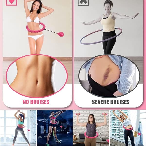 Smart Hula Hoop med 24 Avtakbare Lenker, Vektkuler for Vekttap og Trening