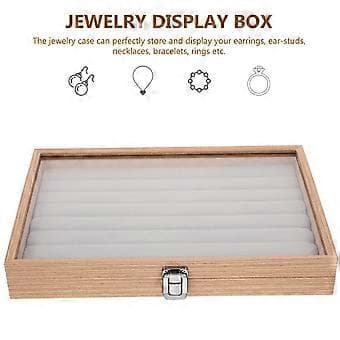 Smyckeskrin med Klar Lock Örhängen Ring Halsband Förvaringslåda Smyckesförvaring Displayfodral