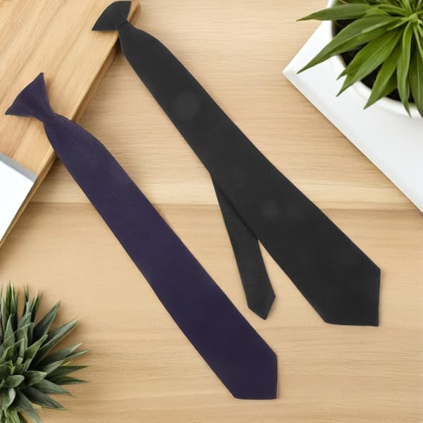 2 stk formell clip-on slips for menn svart slips med polyester og metallmateriale med rynkebestandighet for kontor semiformal