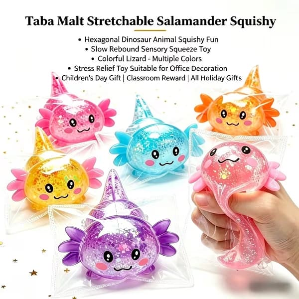4 st Axolotl Squishy Klämleksaker, Sensorisk Fidget för Barn, Partyfavoriter