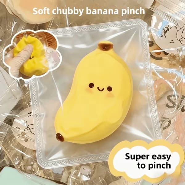 Taba Squishy Chubby Banana Squeeze Toy, Ultra-Soft Gel Slow Rebound Fidget