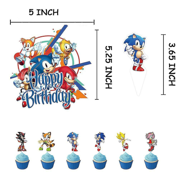 Sonic The Hedgehog Birthday Party Banner Balloons Cake Topper Invitation Card Decor Set