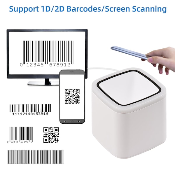Qr Barcode Scanner Platform Hands-free Usb Wired Bar Code Reader Cmos Image Sensor Desktop Scanner Large Scanning Window