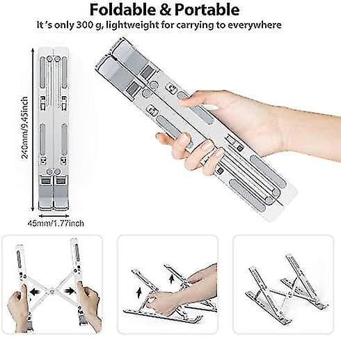 Piao Ventilated Laptop Stand, Foldable Stand With 15-40, 6 Level Adjustable Angle, Adjustable Stand For 10-15.6 Inch Pc/tablet (silver)