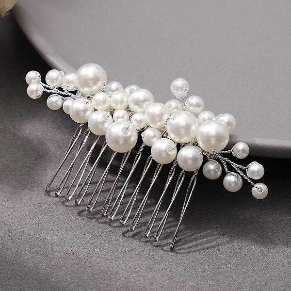 Casdre Pearl Bride Wedding Hair Comb Silver Bridal Side Comb Hair