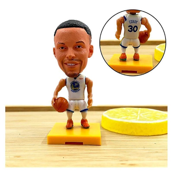 7cm Height Cartoon Style Nba Super Star Action Figures, Doll Toy Assembly, Optional Choice, Diy Curry 30 White