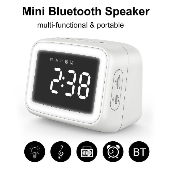 Bt511 Wireless Bluetooth-compatible 5.0 Speaker Music Player Alarm Clock Makeup Mirror Black