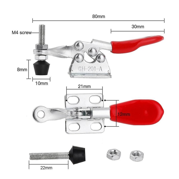 2/4pcs Horizontal Toggle Clamp Quick Release Toggle Clamp Set Gh-201a Woodworking Hand Tool Woodworking Fixed Clamp Tool 2pcs