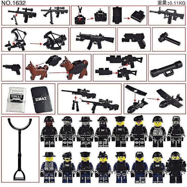 Military Police Flying Tiger Special Police Building Block Minifigure Children Assemble Building Block Toy 16pcs