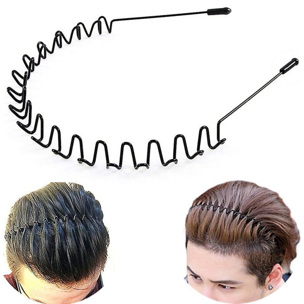 Hair Bands For Men Women's Headbands, Unisex Black Wavy Spring Sports Headband For Men's Hair Band Hoop Clips Women Accessories Simple Elastic Non Sli