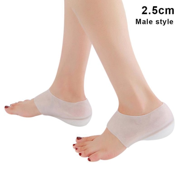 1 Pair Concealed Footbed Enhancers Invisible Height Increase Silicone Insoles Pads height - 2.5cm Male