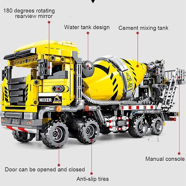 Sembo Construction Truck Mixer Crane Technical Building Blocks City Engineering Vehicles Cars Bricks Toys Gifts For Children Boymixer Truck
