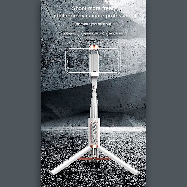 Selfie Stick For Smartphone Live Video With 360 Remote Control Rotation White