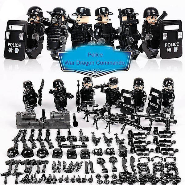 6pcs Military Minifigure Building Block Boy Small Particle Assembled Building Block Toy