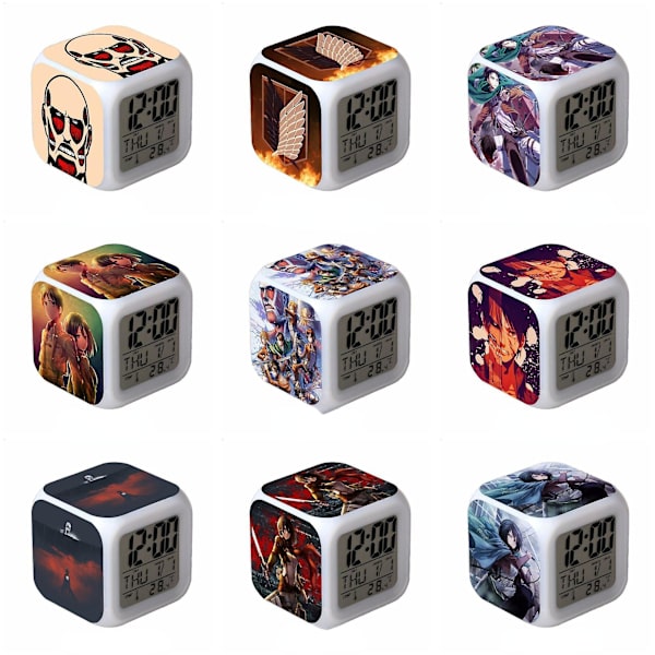 Attack On Titan Anime Colorful Color Changing Gift Creative Alarm Clock Child Alarm Clock Gift -a1