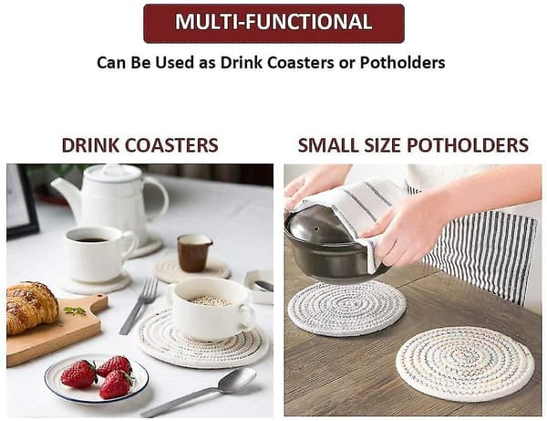 Absorbent Beverage Coasters Hand Woven Beverage Coasters 6-pack