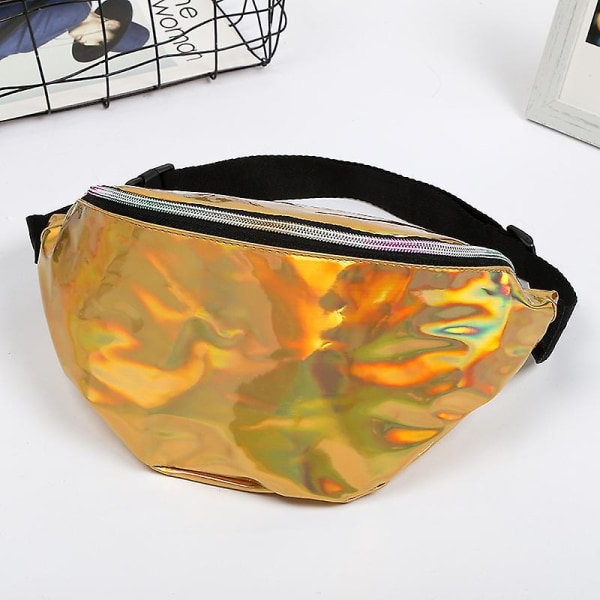 Laser Waist Bag Reflective One Shoulder Slant Chest Bag Outdoor Riding Women's Waist Bag Gold