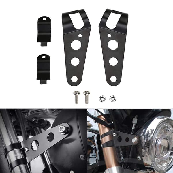 Motorcycle Headlight Bracket, 35mm-43mm Headlight Mounting Brackets For Chopper Cafe Racer-black