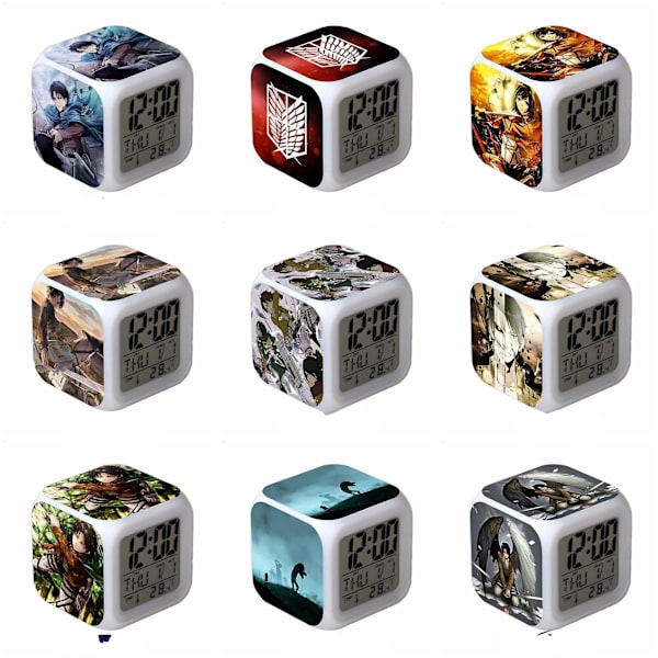 Attack On Titan Anime Colorful Color Changing Gift Creative Alarm Clock Child Alarm Clock Gift -a1