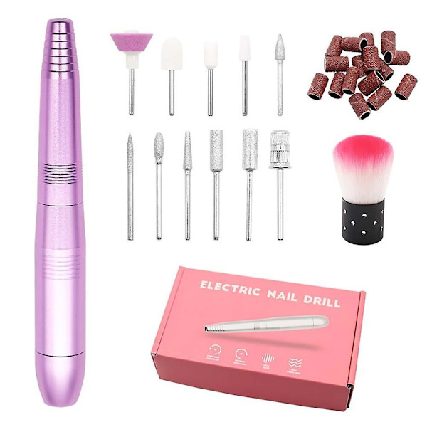 Portable Electric Nail File Drill Manicure Pedicure Machine Set Kit Pink