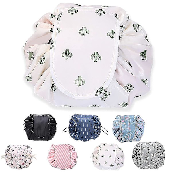 Large Capacity Lazy Makeup Toiletry Bag Drawstring Portable Travel Casual Waterproof Quick Pack Magic Makeup Storage Bag For Women Girls White