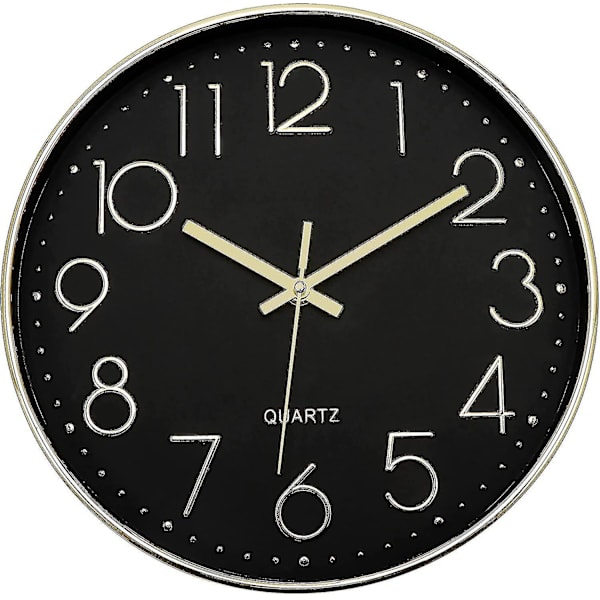 Wall Clock 12-inch Silent Non-ticking Wall Clock black