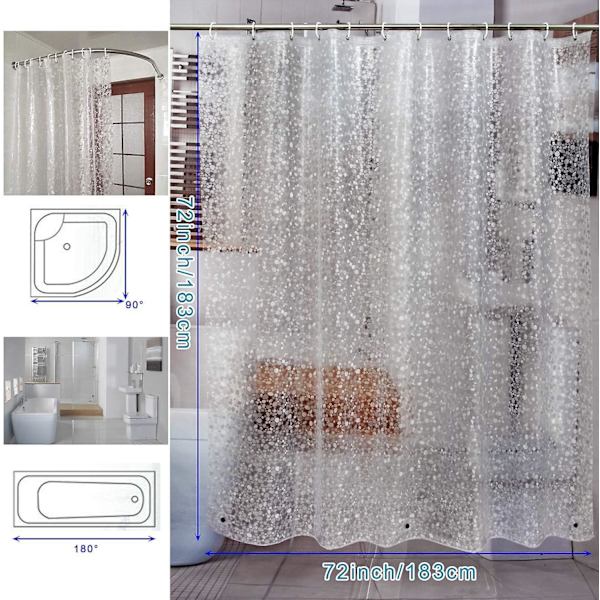 Waterproof Shower Curtain Lining 8g Eva Thick Shower Curtain Odorless, 3d Pebbles Pattern, 72 X 72, Inches