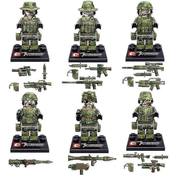 Militære Byggeklosser Minifigur Kamuflasje Falcon Commando Med Våpen Små Partikler Monterte Byggeklosser