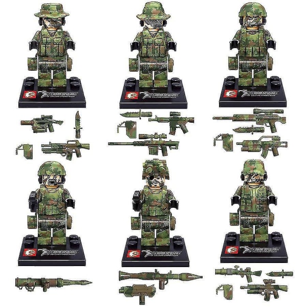 Military Building Blocks Minifigure Camouflage Falcon Commando With Weapons Small Particles Assembled Building Blocks