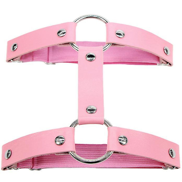 2PCS Gothic Double Row Garters Leg Ring Leg Elastic Punk Harness Garter Belt Pink